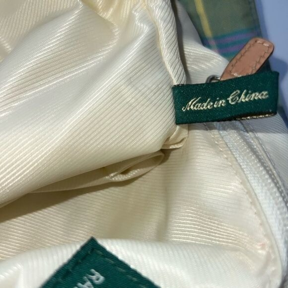 Lauren Ralph Lauren Plaid Multicolor Tote Bag w/ Tan Leather Straps - Picture 14 of 16